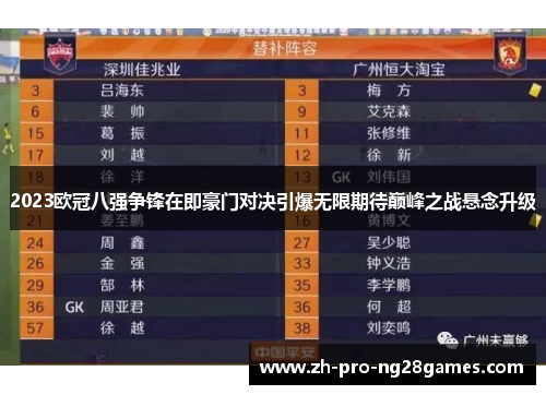 2023欧冠八强争锋在即豪门对决引爆无限期待巅峰之战悬念升级